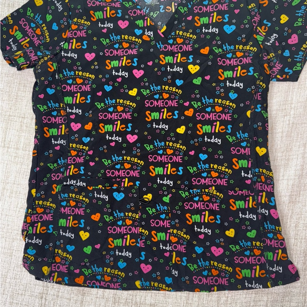 Colorful Print Scrub Top